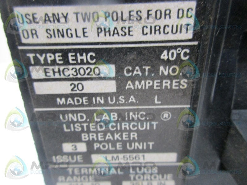 CUTLER HAMMER EHC3020 CIRCUIT BREAKER  NSNP