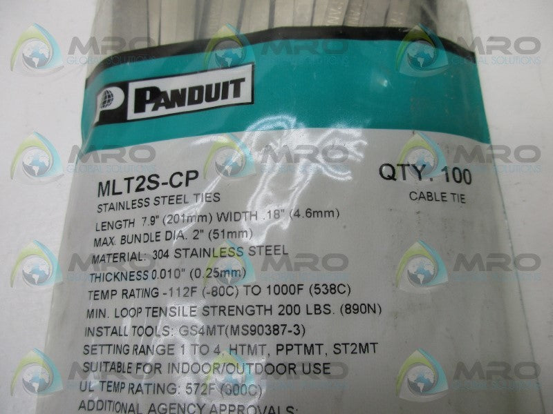 PANDUIT MLT2S-CP STAINLESS STEEL TIES (PKG OF 100) * NEW IN FACTORY BAG *