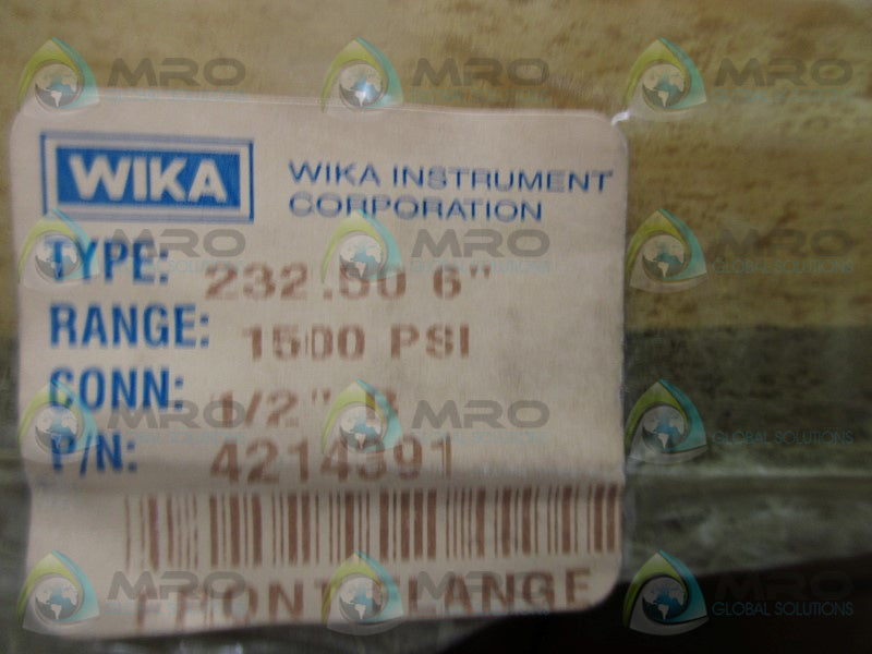WIKA 4214391 PRESSURE GAUGE 1500PSI  NSMP