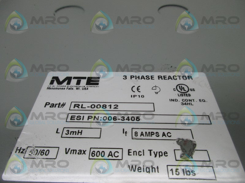 MTE RL-00812 3 PHASE REACTOR  NSNP