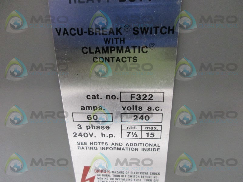 GOULD F322 HEAVY DUTY VACU BREAK SWITCH  NSMP