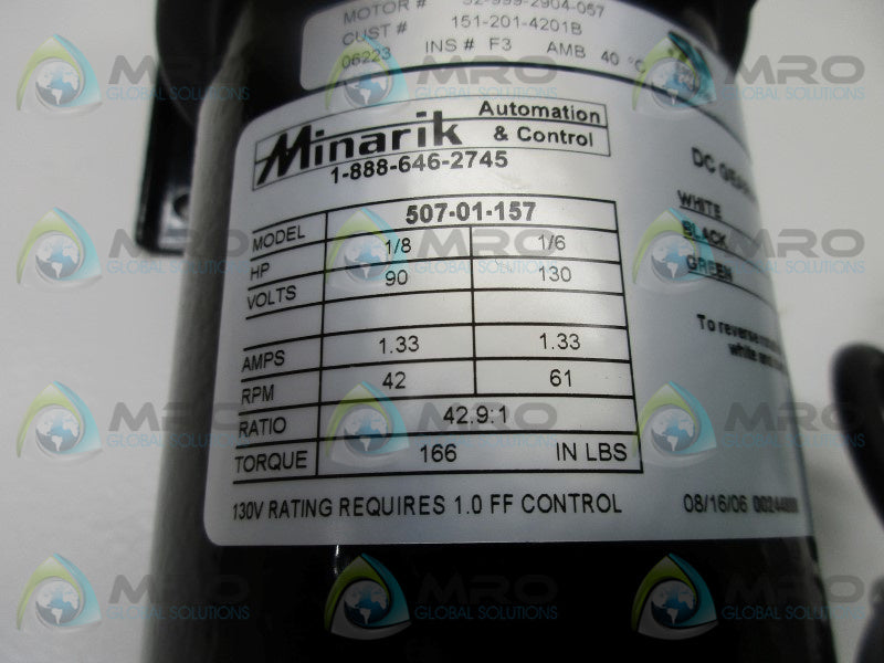 MINARIK 507-01-157 GEAR MOTOR RATIO 42.9:1 * NEW IN BOX *