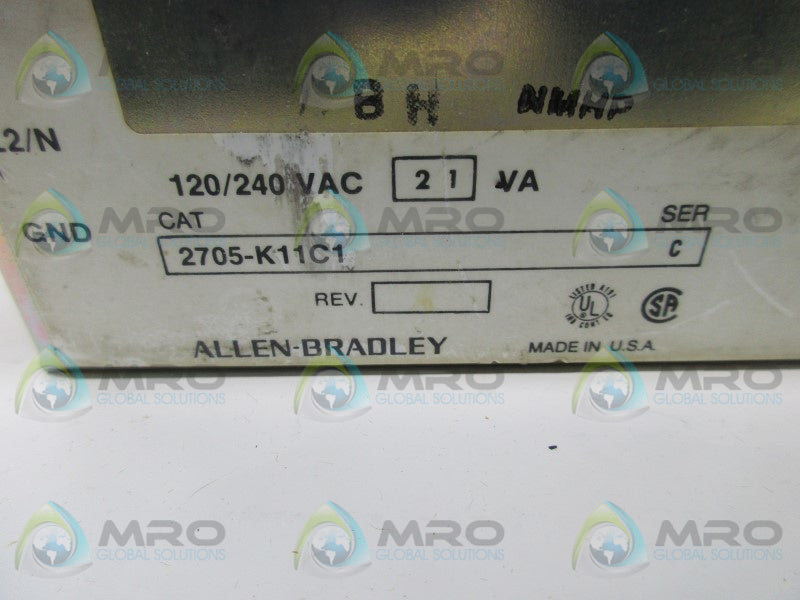 ALLEN BRADLEY 2705-K11C1 SER. C OPERATOR INTERFACE DISPLAY KEYPAD * USED  *