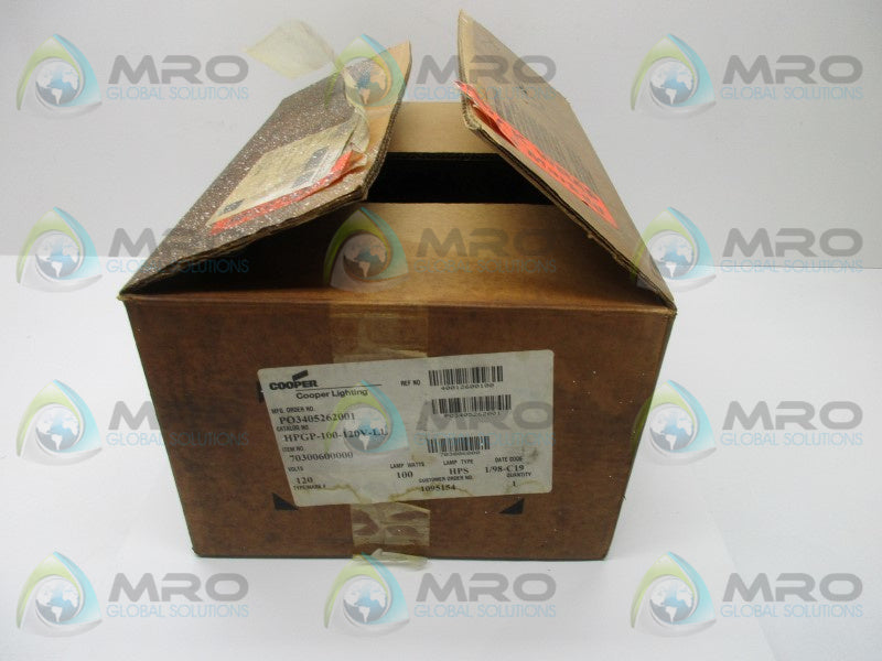 COOPER HPGP-100-120-LL HIGH PRESSURE SODIUM LAMP  NSMP