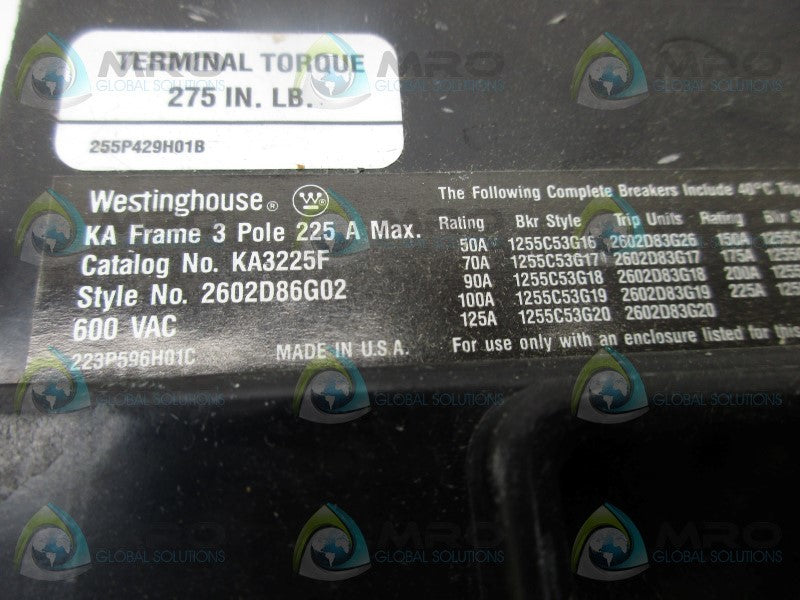 WESTINGHOUSE KA3225F CIRCUIT BREAKER * NEW IN BOX *