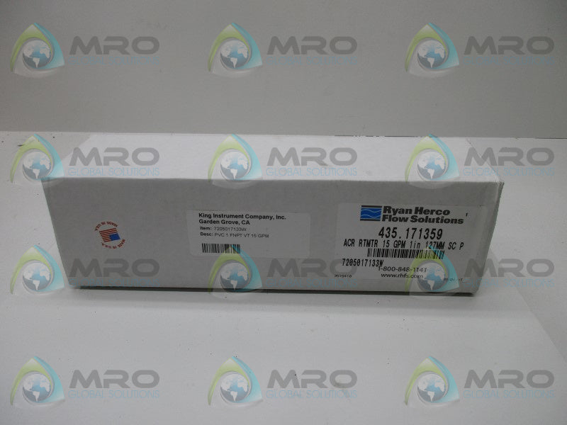 KING INSTRUMENTS 7205017133W FLOWMETER  NSMP