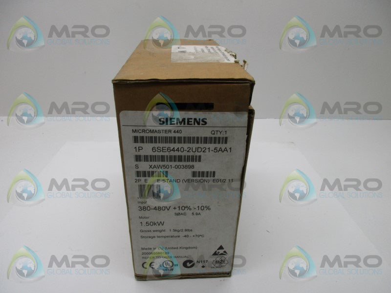SIEMENS MICROMASTER 440 6SE6440-2UD21- 5AA1 INVERTER * NEW IN BOX *