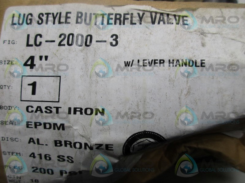 NIBCO LC-2000-3 LUG STYLE BUTTERFLY VALVE W/ LEVER HANDLE  NSMP