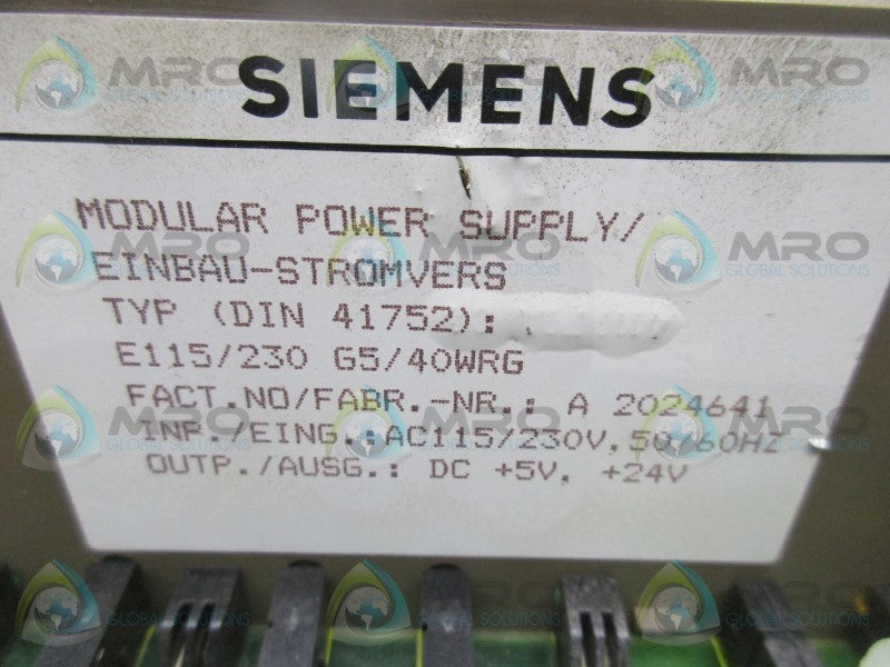 SIEMENS 41752 MODULAR POWER SUPPLY  NSMP