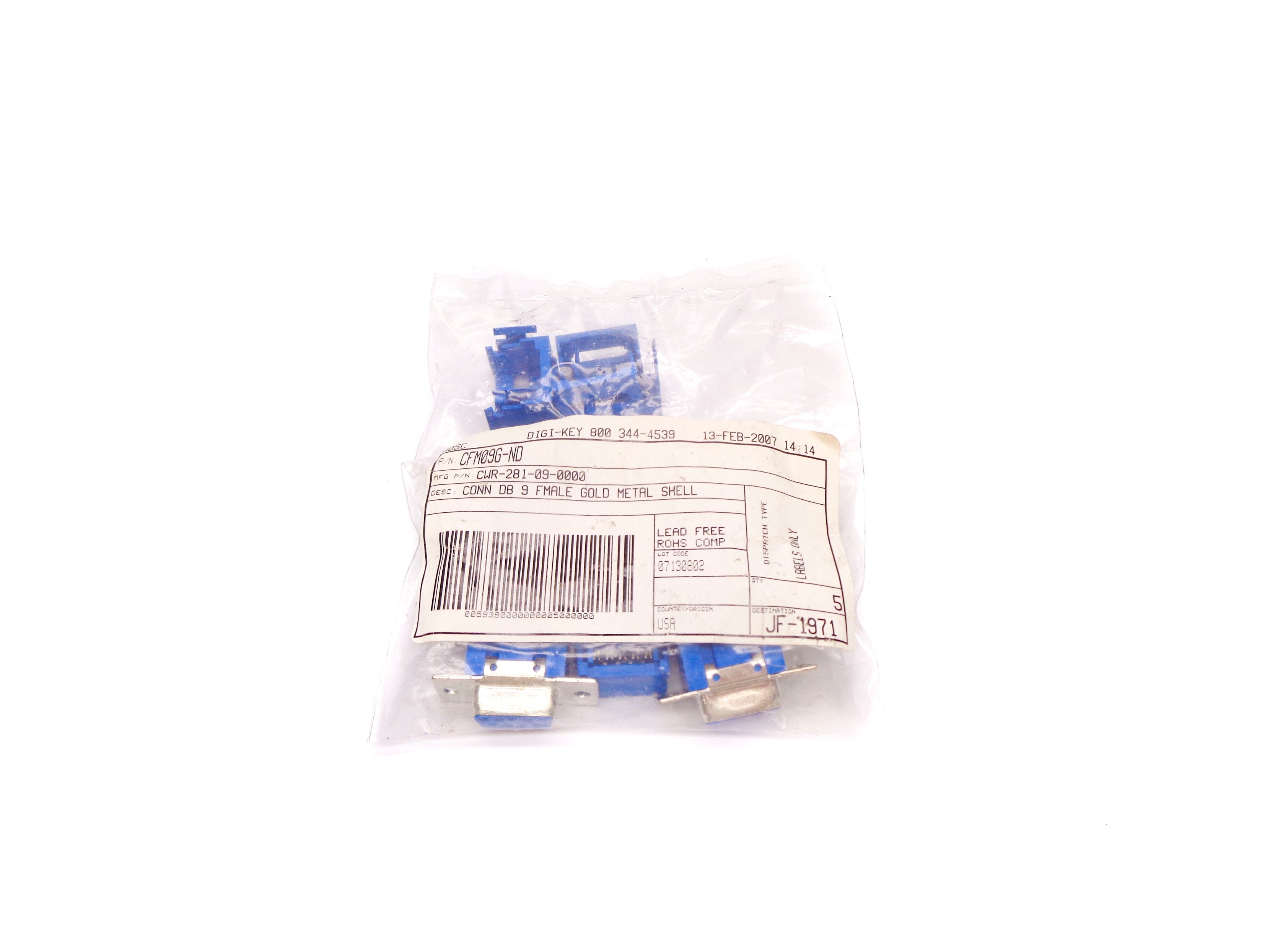 DIGI-KEY CFM09G-ND CWR-281-09-0000 (PKG OF 5) NSMP