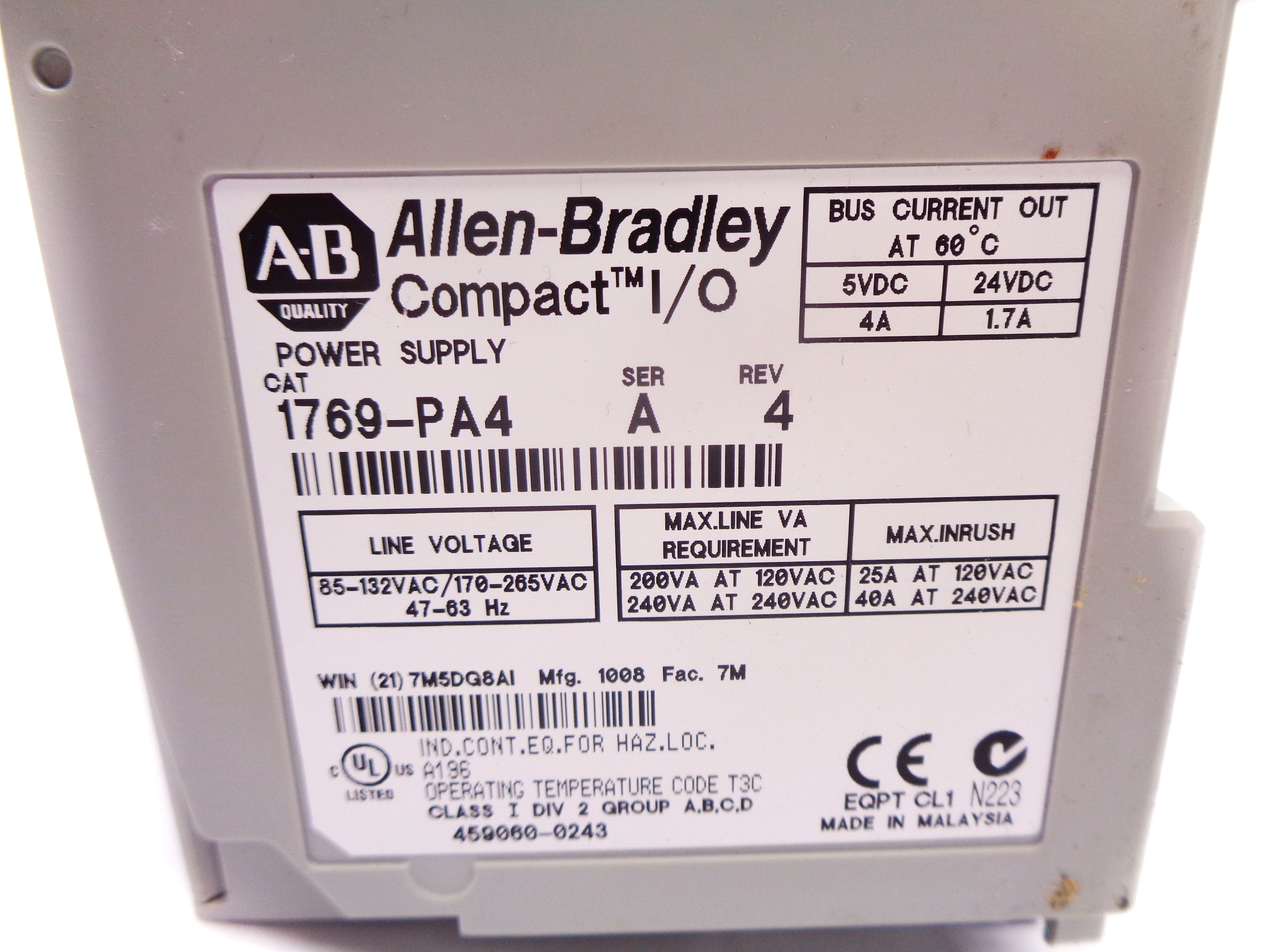 ALLEN BRADLEY 1769-PA4 SER. A NSNP