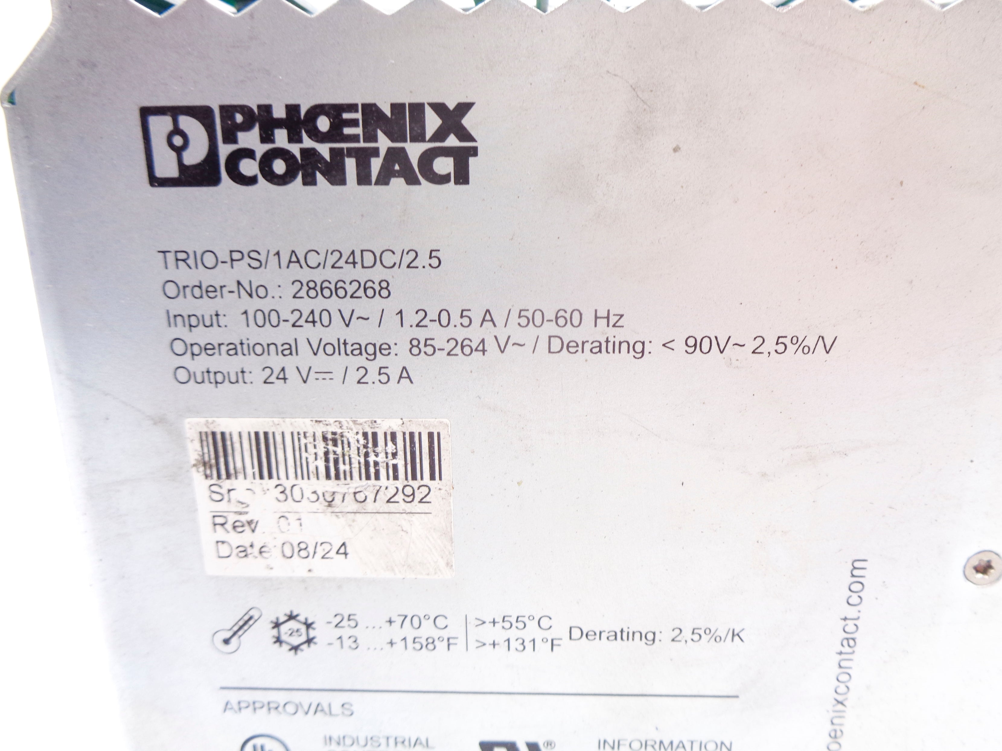 PHOENIX CONTACT TRIO-PS/1AC/24DC/2.5 UNMP