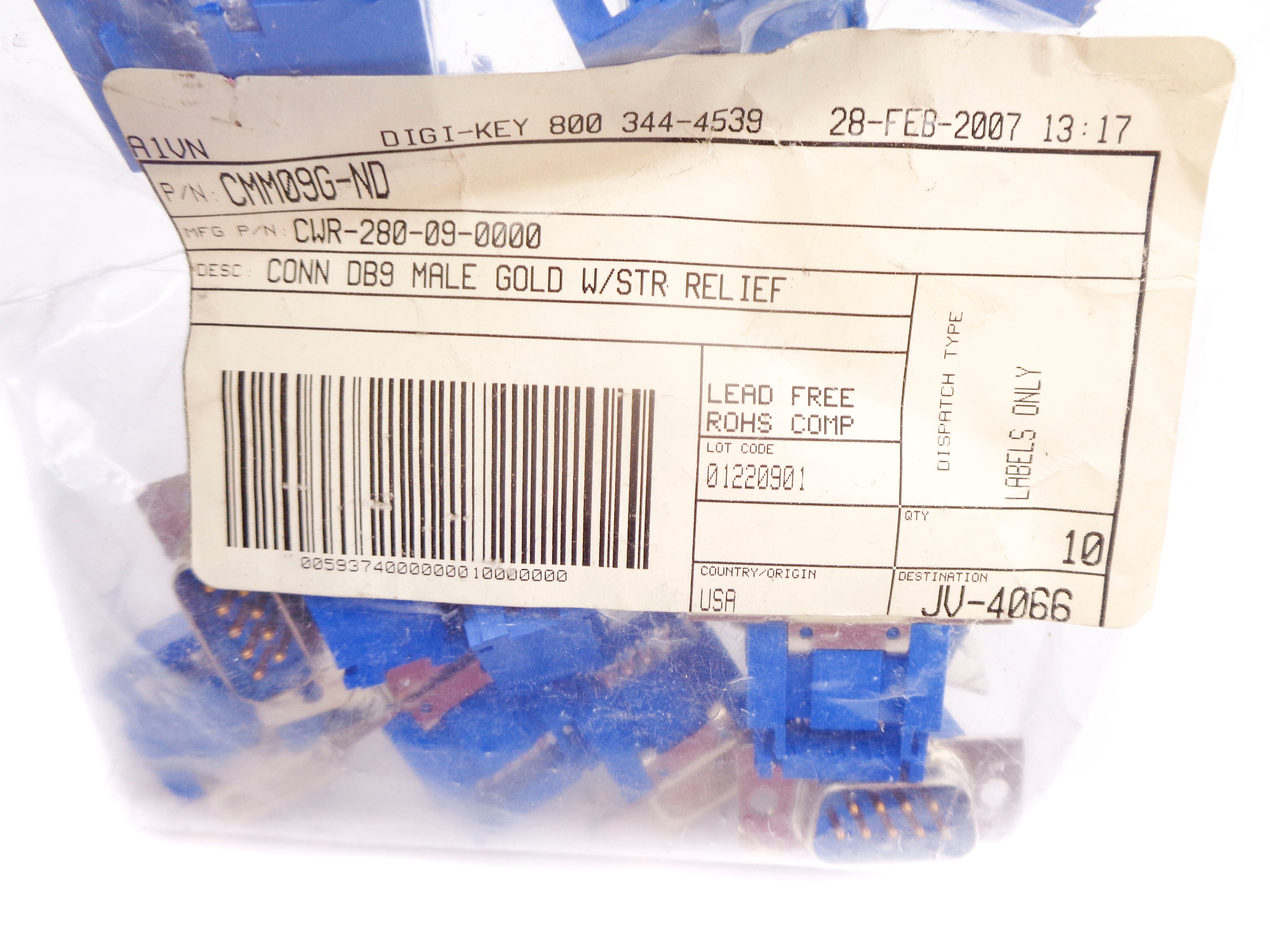 DIGI-KEY CMM09G-ND CWR-280-09-0000 (PKG OF 10) NSMP