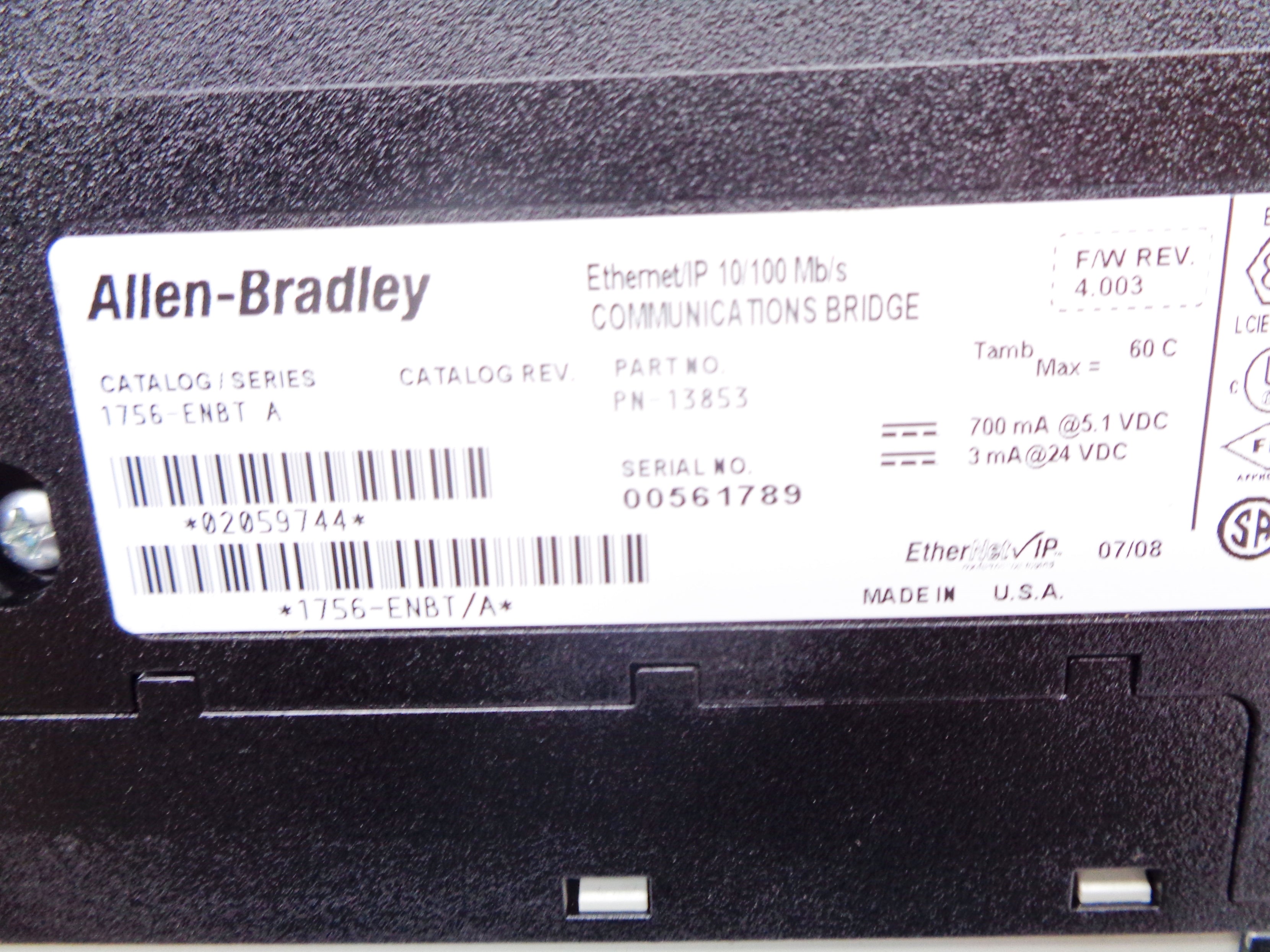 ALLEN BRADLEY 1756-ENBT SER. A F/W 4.003 UNMP