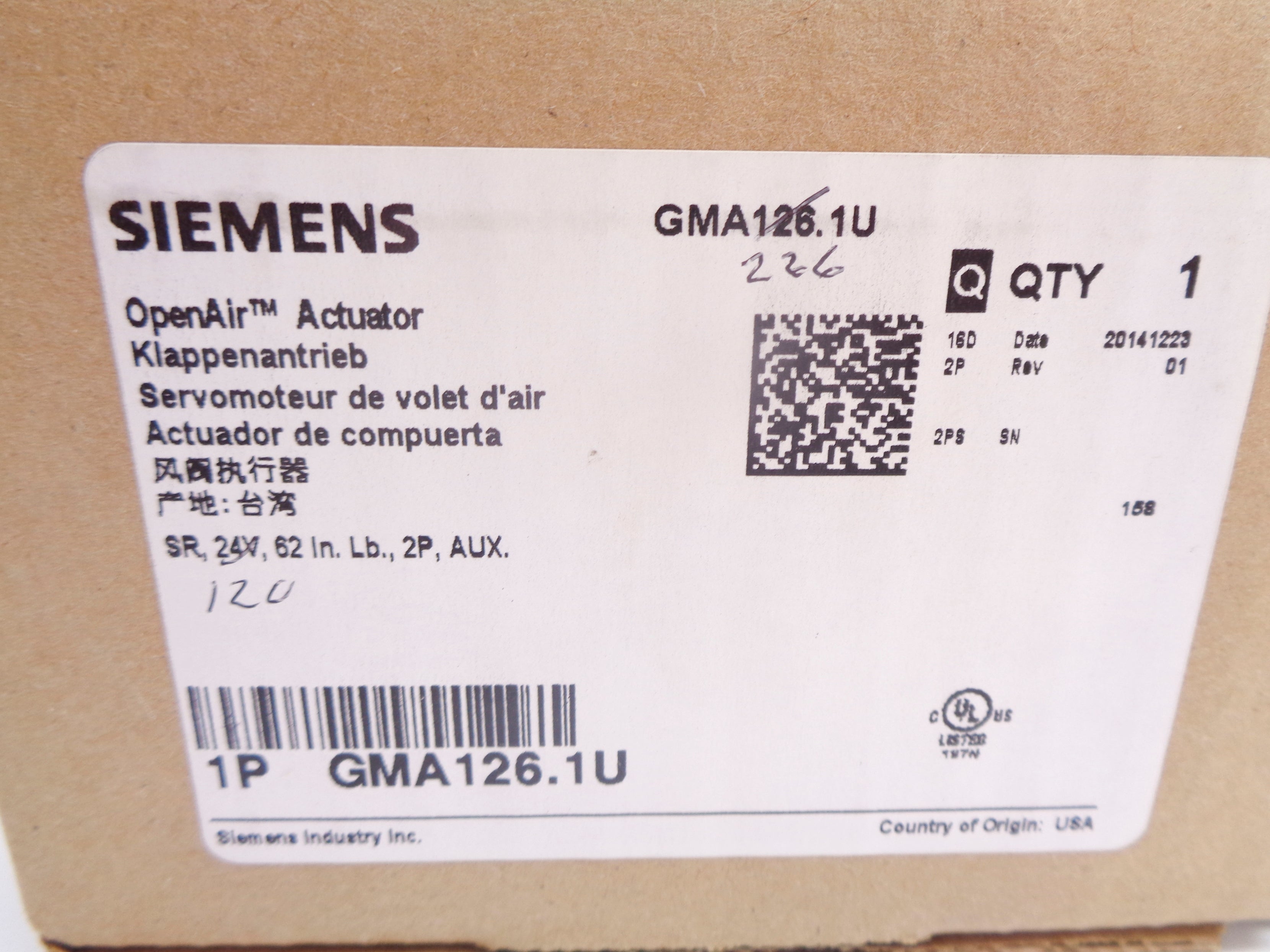 SIEMENS GMA126.1U NSMP