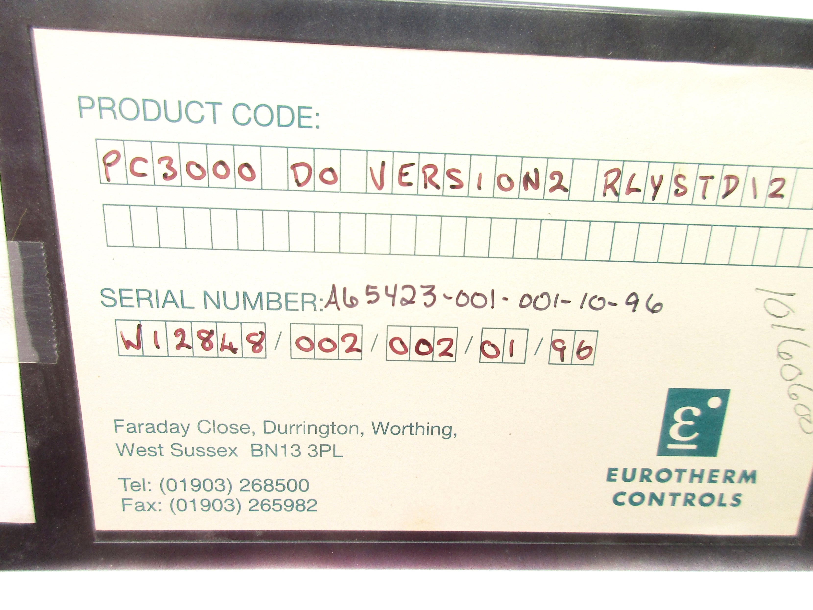 EUROTHERM CONTROLS PC3000-DO-VERSION2-RLYSTD12 UNMP