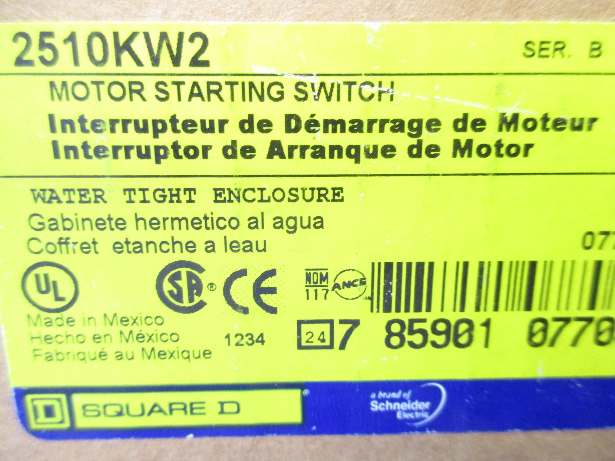 SQUARE D 2510KW2 SER. B (AS PICTURED) UNMP