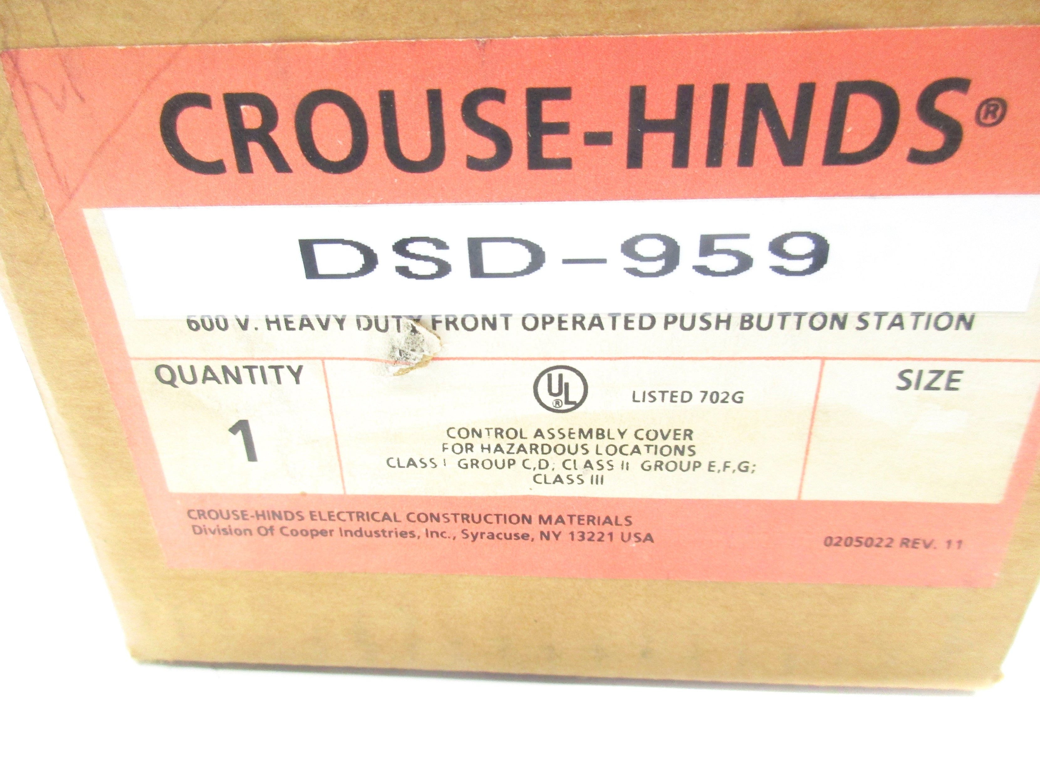 CROUSE HINDS DSD-959 NSMP