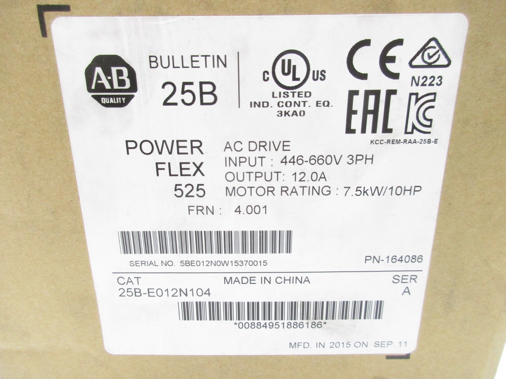 ALLEN BRADLEY 25B-E012N104 SER. A F/W 4.001 NSMP