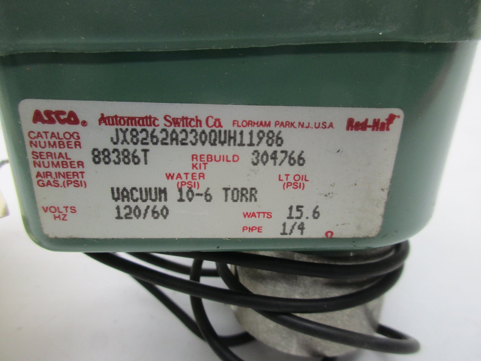 ASCO JX8262A230QVH11986 120V 1/4" NSNP