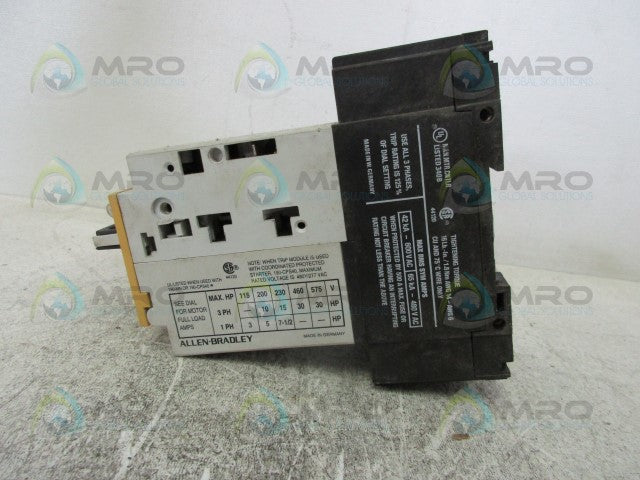 ALLEN BRADLEY 190-MN SER A CONTACTOR STARTER *USED*