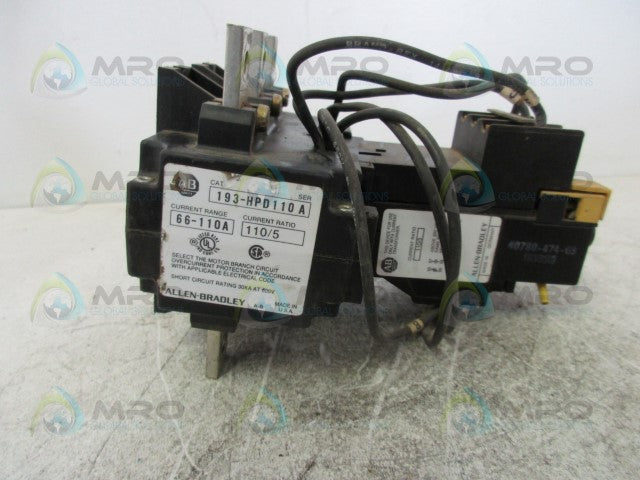 ALLEN BRADLEY 193-HPD110 SER. A ADJUSTABLE OVERLOAD RELAY *USED*