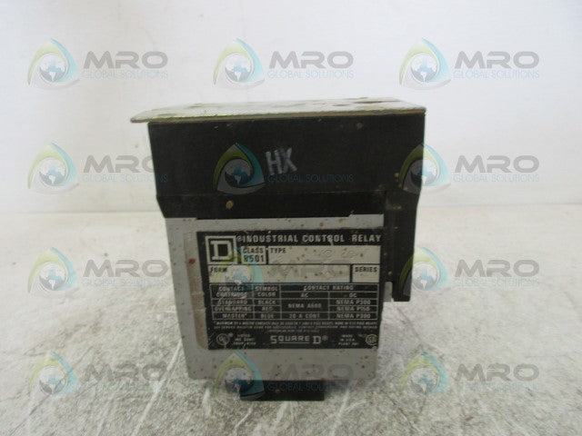 SQUARE D 8501-XO20 RELAY SER. A INDUSTRIAL CONTROL *USED*