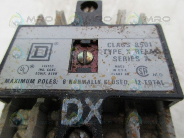 SQUARE D 8501-XO20 RELAY SER. A INDUSTRIAL CONTROL *USED*