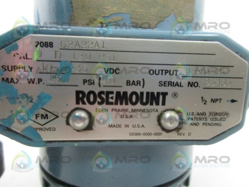 ROSEMOUNT 2088G2A22A1 PRESSURE TRANSMITTER  UNMP