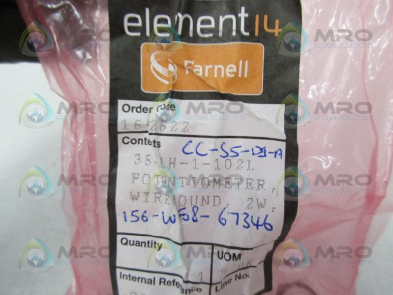 FARNELL 35-41H-1-102L POTENTIOMETER  NSMP