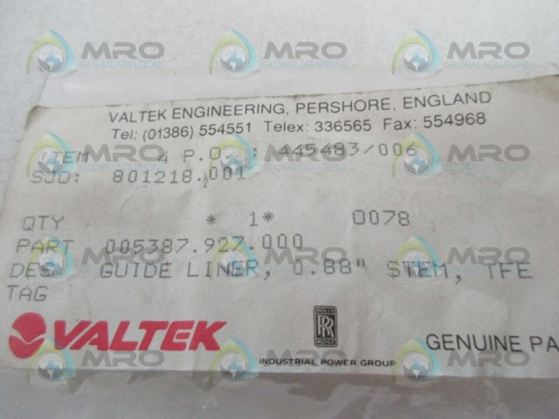 VALTEK 005387.927.000 LINER GUIDE  NSMP