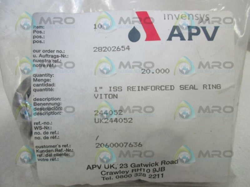 APV 244052 1" ISS REINFORCED SEAL RING (PKG OF 20)  NSMP