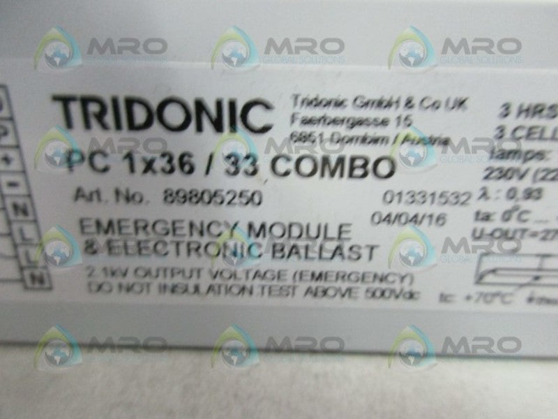 TRIDONIC 89805250 PC1X36/33COMBO 424-0230 ELECTRONIC BALLAST  NSMP