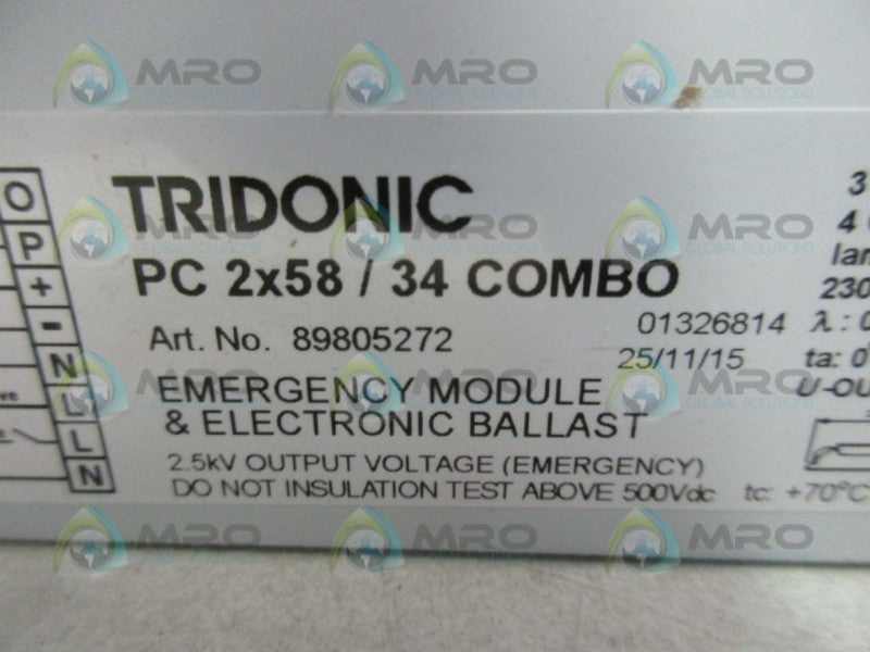 TRIDONIC 89805272 PC2X58/34COMBO 440-8076 ELECTRONIC BALLAST  NSMP