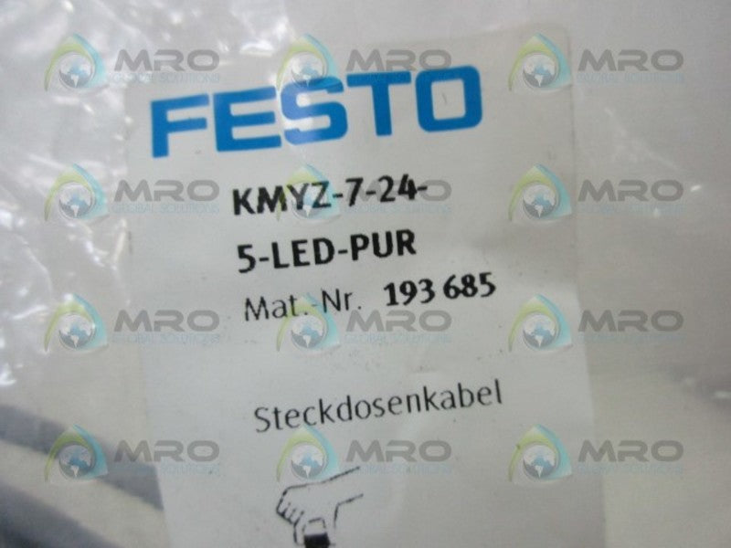 FESTO KMYZ-7-24-5-LED-PUR PLUG SOCKET WITH CABLE * NEW IN FACTORY BAG *