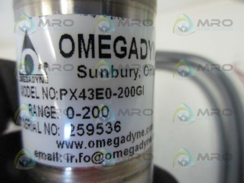 OMEGADYNE PX43E0-200GI PRESSURE TRANSMITTER 0-200  NSMP