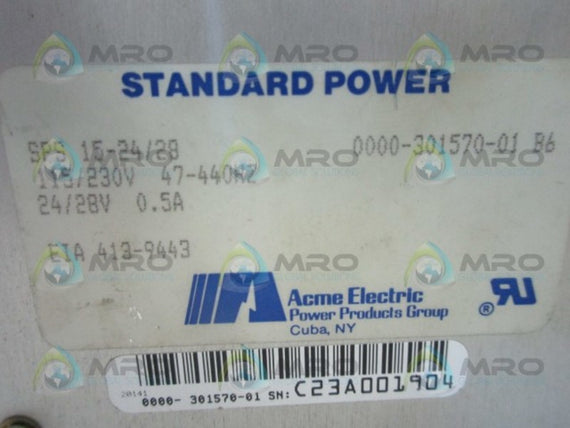 ACME ELECTRIC SPS-15-24/28 POWER SUPPLY * USED *