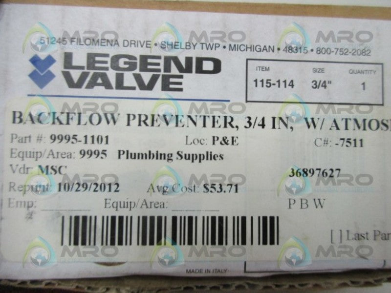 LEGEND VALVE 115-114 BACKFLOW PREVENTER  NSMP