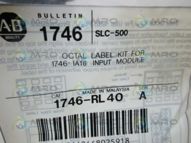 ALLEN BRADLEY SLC 500 1746-RL40 SER. A OCTAL LABEL KIT * NEW IN FACTORY BAG *