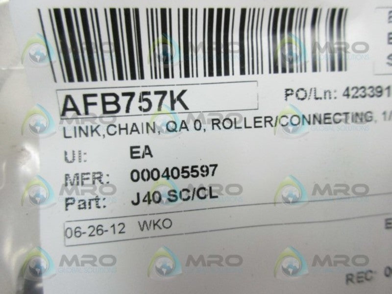 INDUSTRIAL MRO J40 SC/CL LINK CHAIN ROLLER CONNECTING * NEW IN FACTORY BAG *