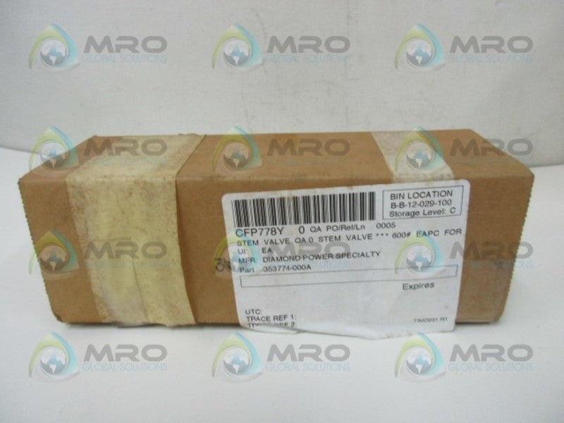 DIAMOND POWER 353774-000A STEM VALVE  NSMP