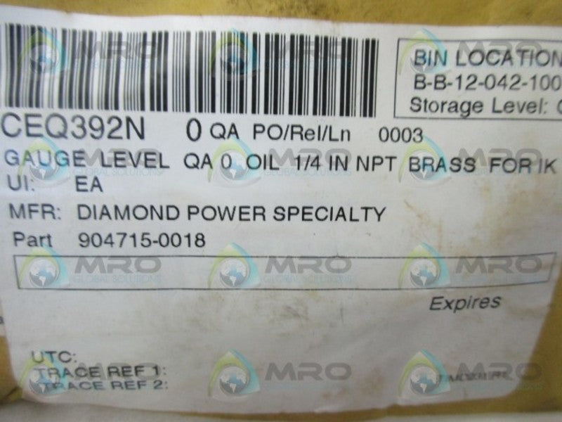 DIAMOND POWER 904715-0018 GAUGE OIL LEVEL  NSMP