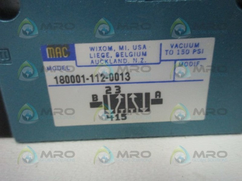 MAC 180001-112-0013 PNEUMATIC VALVE * NEW NO BOX*