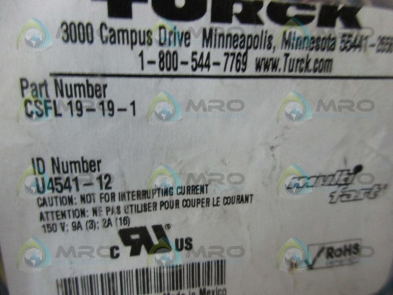 TURCK CSFL-19-19-1 RECEPTACLE * NEW IN FACTORY BAG *