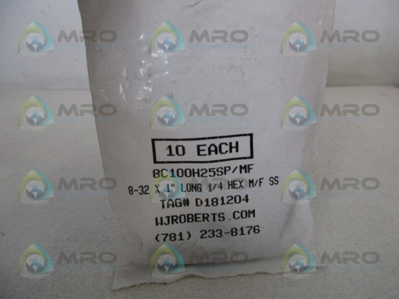 WJ ROBERTS 8C100H25SP/MF HEX STANDOFF (PKG OF 10) * NEW IN FACTORY BAG *
