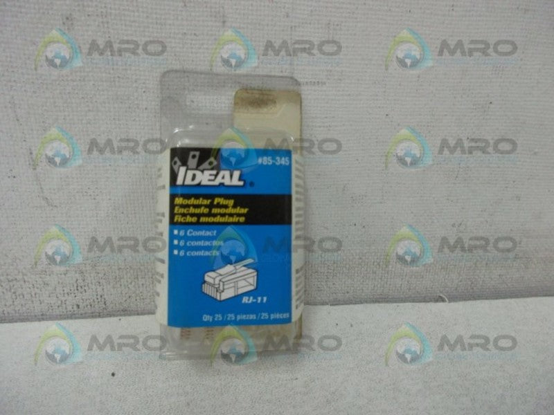 IDEAL 85-345 MODULAR PLUG RJ-11  (PK OF 25) * NEW IN ORIGINAL PACKAGE *