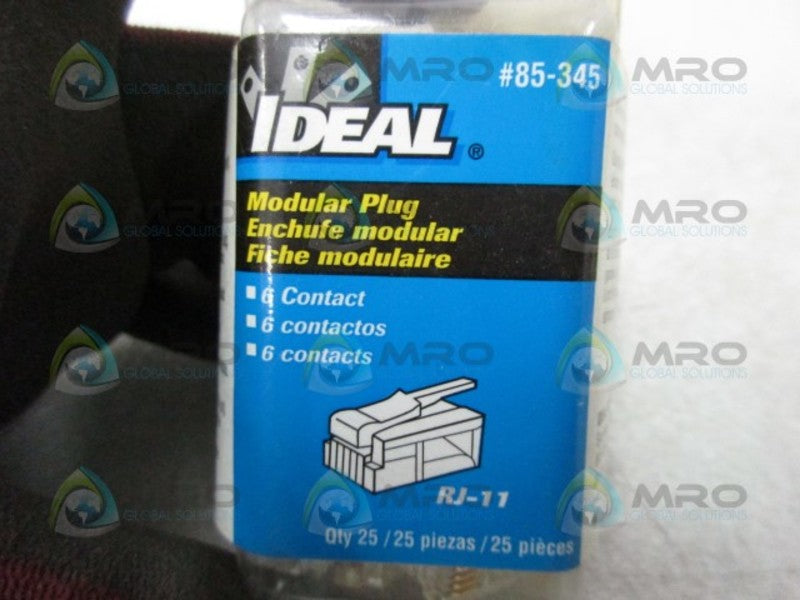 IDEAL 85-345 MODULAR PLUG RJ-11  (PK OF 25) * NEW IN ORIGINAL PACKAGE *