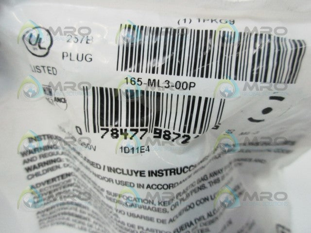 LEVITON 165-ML3-00P PLUG 15AMP * NEW IN FACTORY BAG *