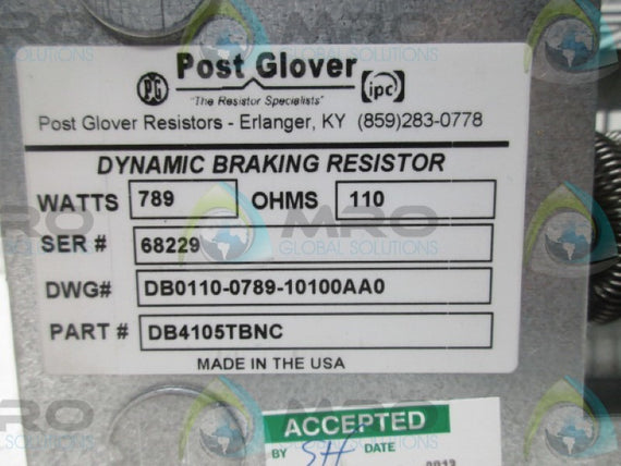 POST GLOVER DB4105TBNC DYNAMIC BRAKING RESISTOR  NSNP