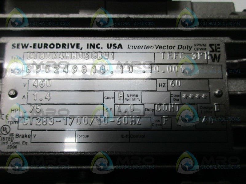SEW EURODRIVE DT80K4MM05CBW1 MOTOR  NSNP